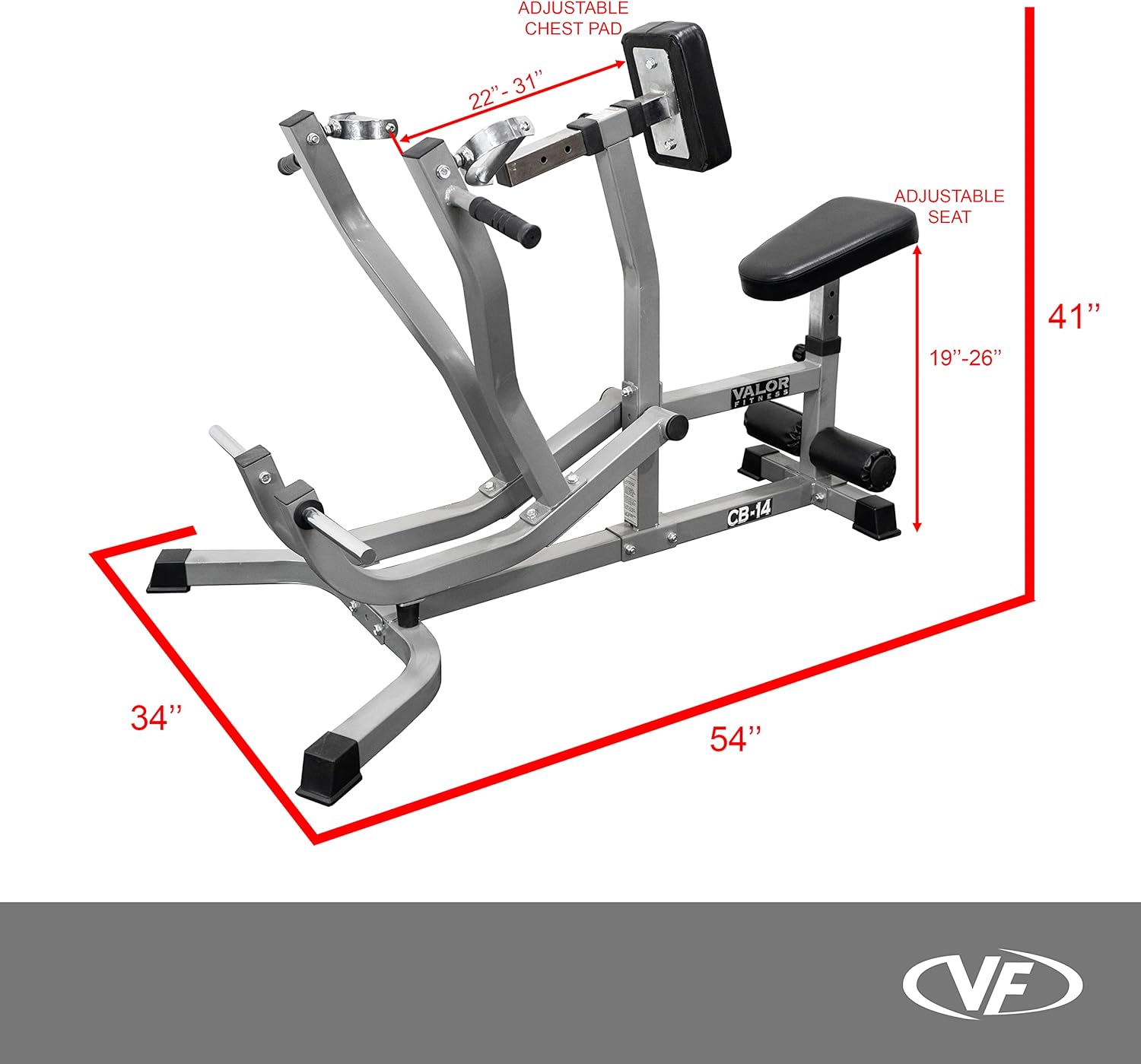 Valor Fitness Seated Row Machine - Back Chest Workout - Plate Loaded- Independent Converging Arms - Multi Grip Positions - Rotating Handles- includes 2" Plate Adapters - Home Gym Max 400 lbs