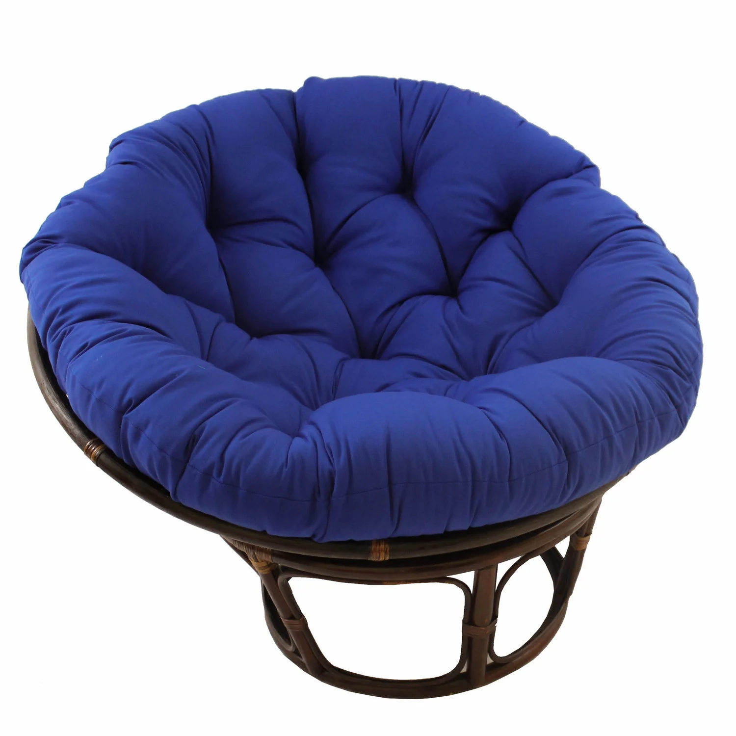 International Caravan 42-Inch Rattan Papasan Chair with Solid Twill Cushion