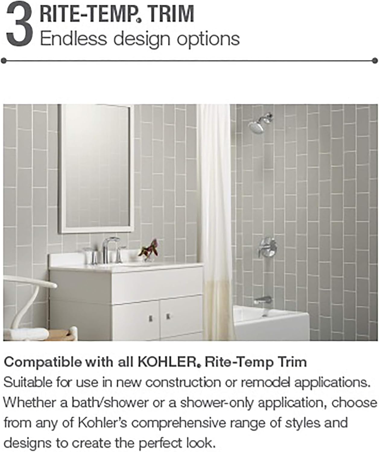 Kohler K-8304-K-NA Universal Rite-Temp Pressure-Balancing Valve Body and Cartridge Kit , Gray , 6.25 5.25 5.50