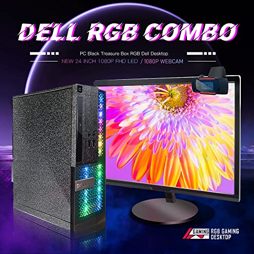 Dell RGB Gaming Desktop Computer PC, Intel Core i5, GeForce GT 1030 2GB GDDR5, 16GB RAM, 512GB SSD, 24 Inch HDMI Monitor, RGB Keyboard Mouse and Headset, WiFi, Windows 10 Pro (Renewed)
