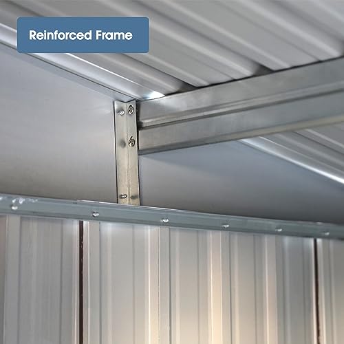 Industrial Outdoor Large Metal Storage Shed 6x8Ft, Anti UV Galvanized Steel Storage House with 4 Vents and Double Sliding Door, Weather-Resistant for Backyard, Patio, Lawn