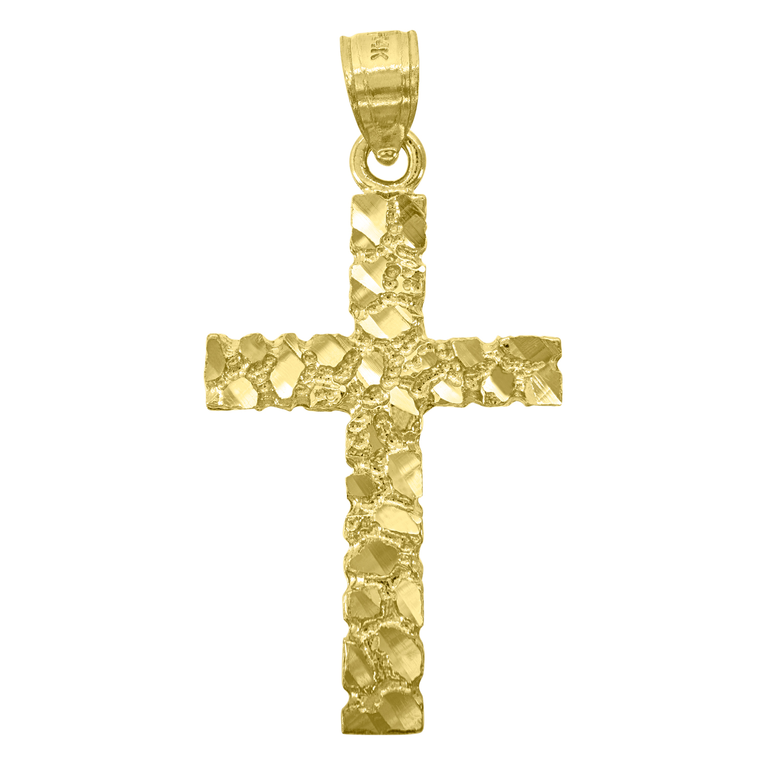 14kt Yellow Gold Mens DC Nugget Cross Ht:33.3mm Religious Pendant Charm