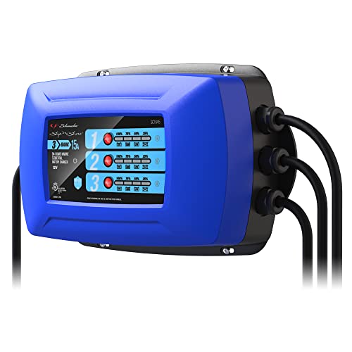 Schumacher Ship ‘n Shore SC1645 15A 12V Three-Bank On-Board Marine Sequential Battery Charger – for Lithium, Standard, AGM, and Deep-Cycle Batteries – Fully Automatic – Water Resistant