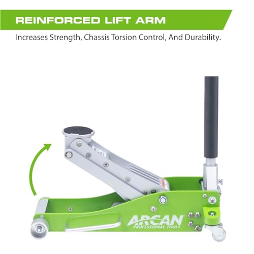 ARCAN Tools 3-Ton Quick Rise Aluminum Floor Jack with Dual Pump Pistons & Reinforced Lifting Arm (A20018_A20019)