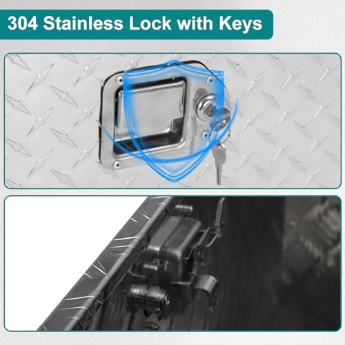 Aluminum Stripes Trailer Storage Box Trailer Tool Box,Chrome Lock,Waterproof Storage Tool Box,39"X16.5"X12",Black