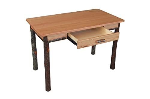 Amish-Made Small Rectangular Walnut-Stained Hickory Writing Desk