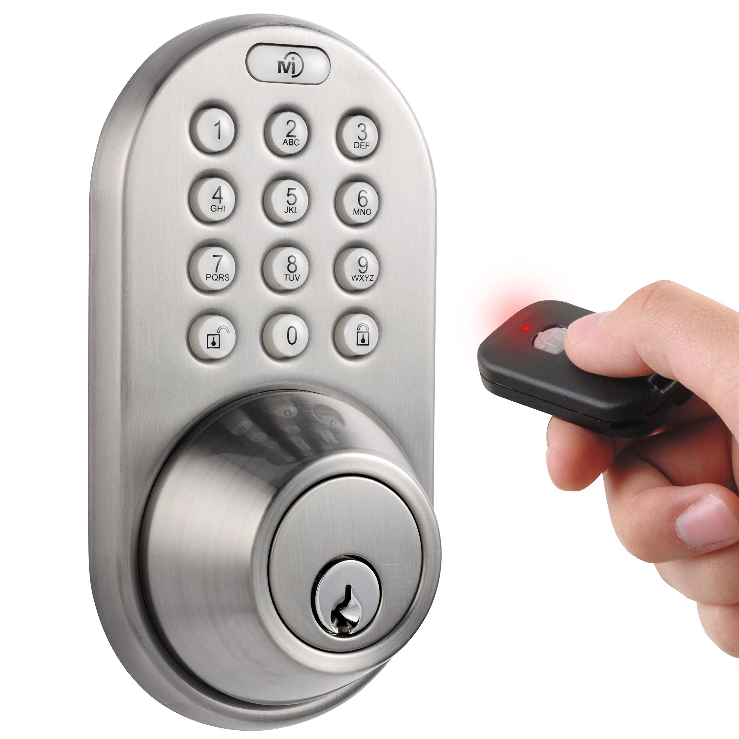Milocks Keyless Entry Deadbolt with RF Remote Control Satin Nickel