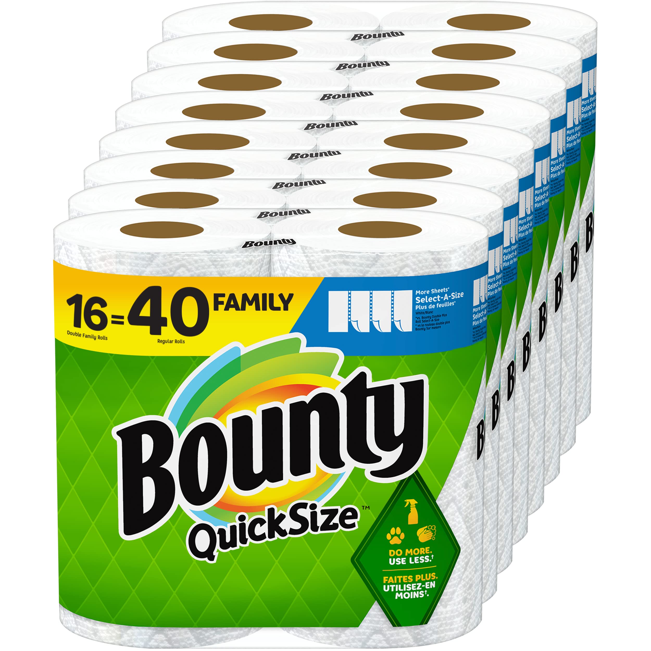 Bounty Quick-Size Paper Towels: 16 Family Rolls = 40 Regular Rolls - The Ultimate Household Essential (Packaging May Vary)