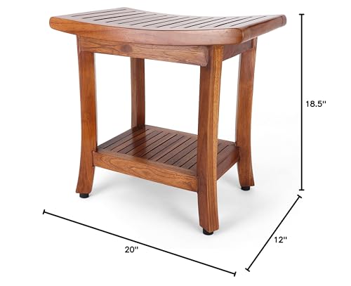 Rutledge & King Teak Shower Bench - Teak Shower Seat - Teak Wood Bathroom Stool - Corner Bench Alternative - Bathroom Chair - Bath Bench/Teak Bench (Darlington)