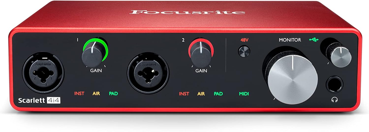 Focusrite Scarlett 4i4 4x4 USB Audio Interface Full Studio Bundle with Creative Music Production Software Kit
