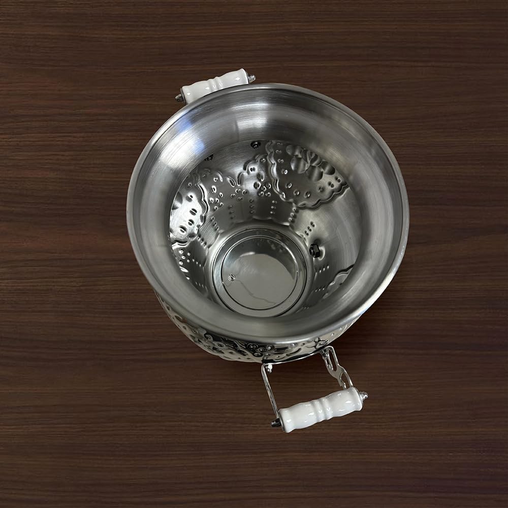 Electric Stainless Steel Samovar - Modern Traditional Design Tea Kettle Overheat Protection LED Temperature Stainless Pot (1 liter) Large Stainless Steel (5.0 Liters) Silver