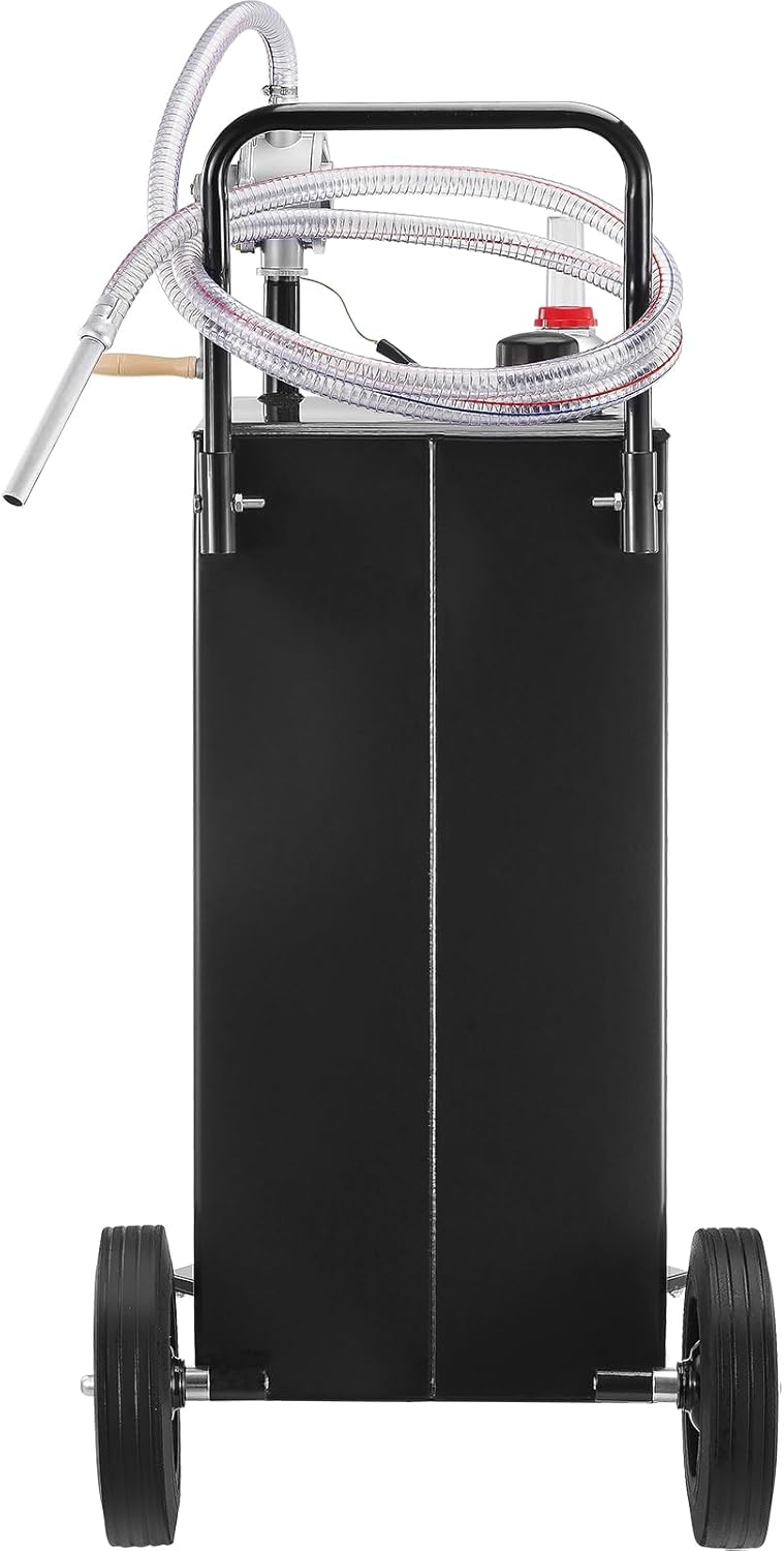 VEVOR Fuel Caddy, 35 Gallon, Gas Storage Tank on 4 Wheels, with Manual Transfer Pump, Gasoline Diesel Fuel Container for Cars, Lawn Mowers, ATVs, Boats, More, Black