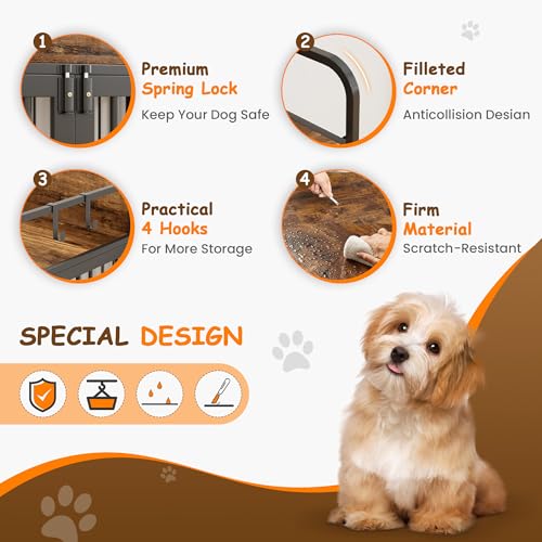 Large Dog Crate Furniture for Large Dogs, 37" Wooden Heavy Duty Dog Kennel with Double Doors, Decorative Pet House Dog Crates Side End Table Indoor(37" W×23.6" D×25.2" H)