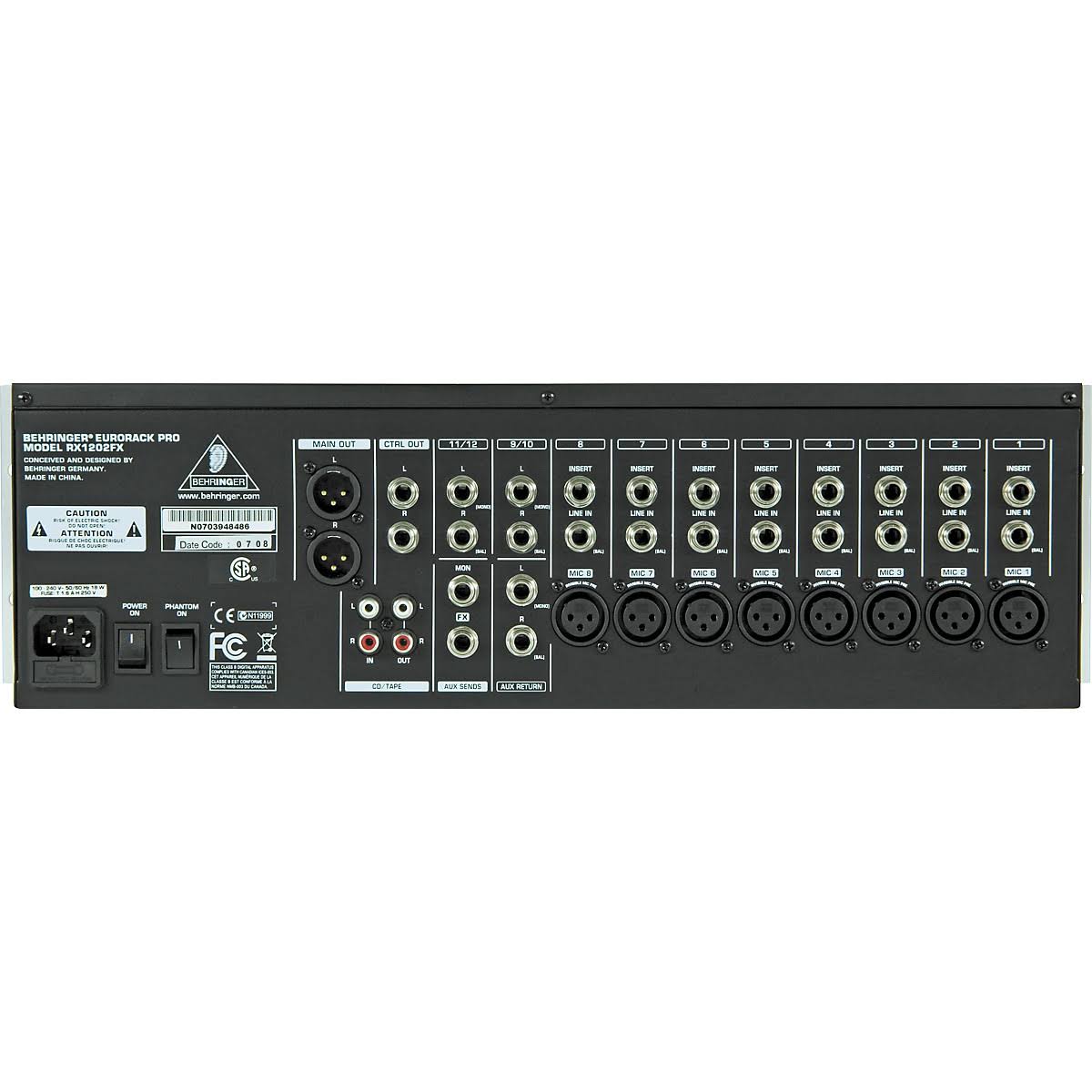 Behringer RX1202FX Ultra Low-noise Design 12-input Mic/line Rack Mixer