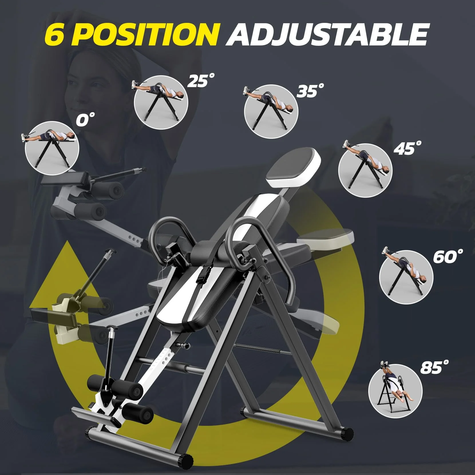 Heavy Duty Inversion Table,300 Lbs Capacity with Adjustable Protective Belt,0°-85°Foldable Save 70% Space Inversion Table for Back Pain Relief,Red