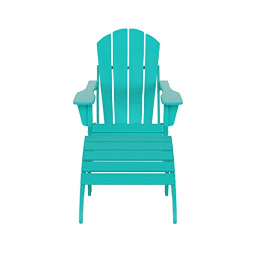 WO Home Furniture Adirondack Chair Outdoor Ottoman Set of 2 PCS Classic Patio Furniture (Teak)