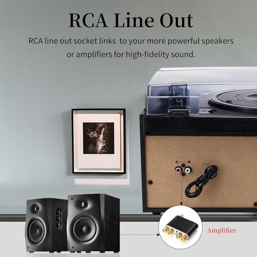 9 in 1 Record Player with External Speakers,3 Speed Bluetooth Turntable Vinyl Player with CD/Cassette Play,AM/FM Radio, USB SD/MMC Play, Aux-in/RCA Line Out