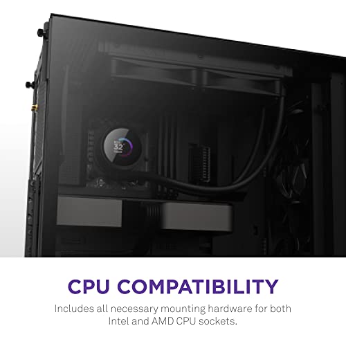 NZXT Kraken 240 RGB - 240mm AIO CPU Liquid Cooler - RL-KR240-B1 - Customizable 1.54" Square LCD Display for Images, Performance Metrics - High-Performance Pump - 2 x F120 RGB Core Fans - Black