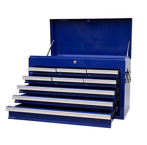 Workington Professional Industrial Portable Metal Tool Chest with 9 Drawers, 26" 9-Drawer Tool Chest Cabinet with Ball Bearing Drawer Slides, Steel Tool Storage Box Organizer 4016 Black
