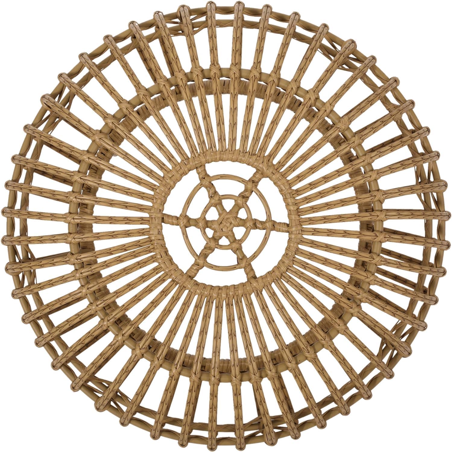 Round Rattan Coffee Table, Boho Wicker Rattan Coffee Table, All-Weather and Rust Resistant for Living Room Patio, Poolside, Garden, Yard (Coffee Table)