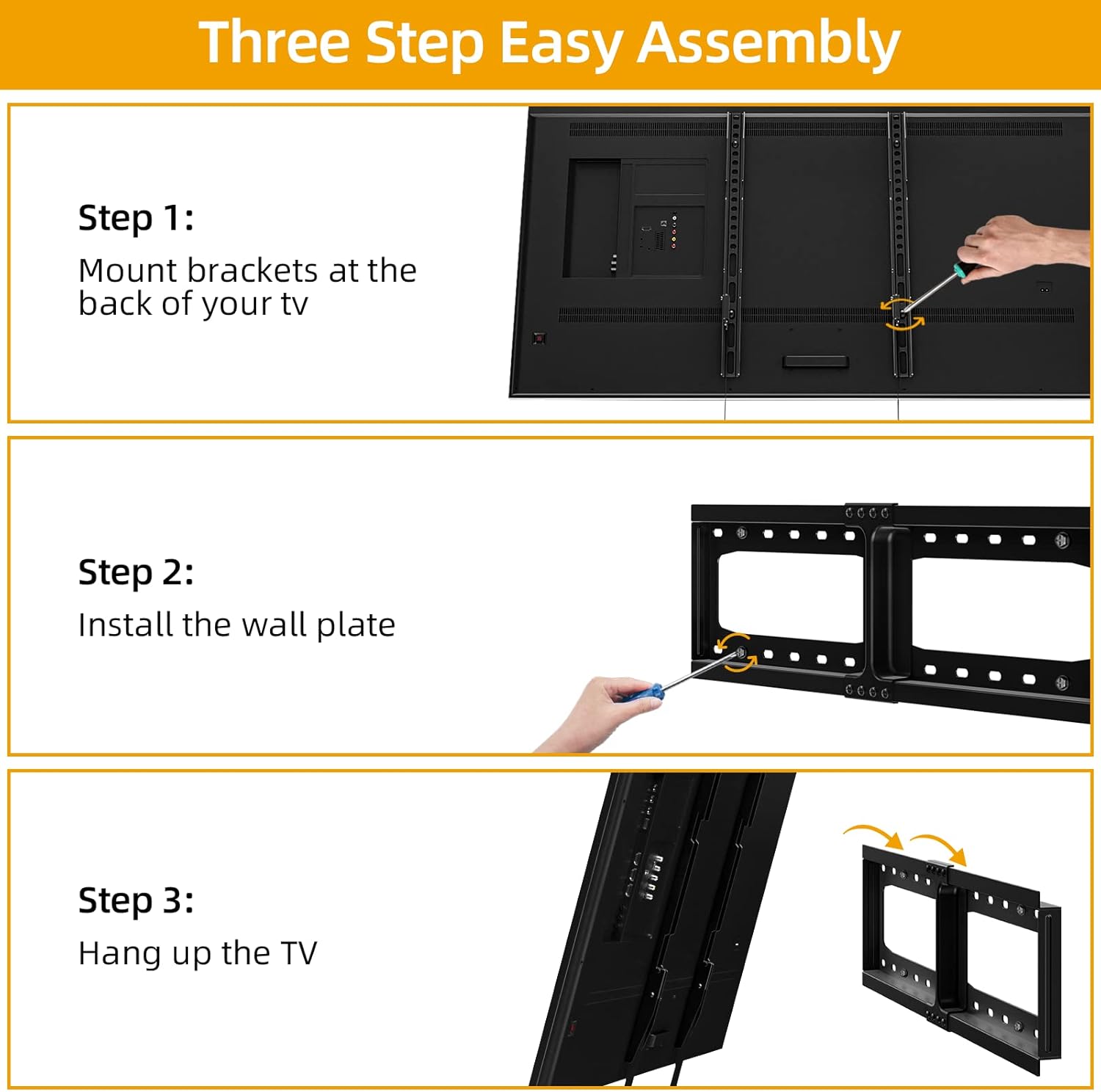 Fixed TV Wall Mount, Low Profile TV Mount for Most 32-75 inch TVs, TV Wall Mount Bracket Max VESA 600X400mm Up to 165lbs Fits 18”-24” Wood Studs, Quick Release Lock Pack of 2
