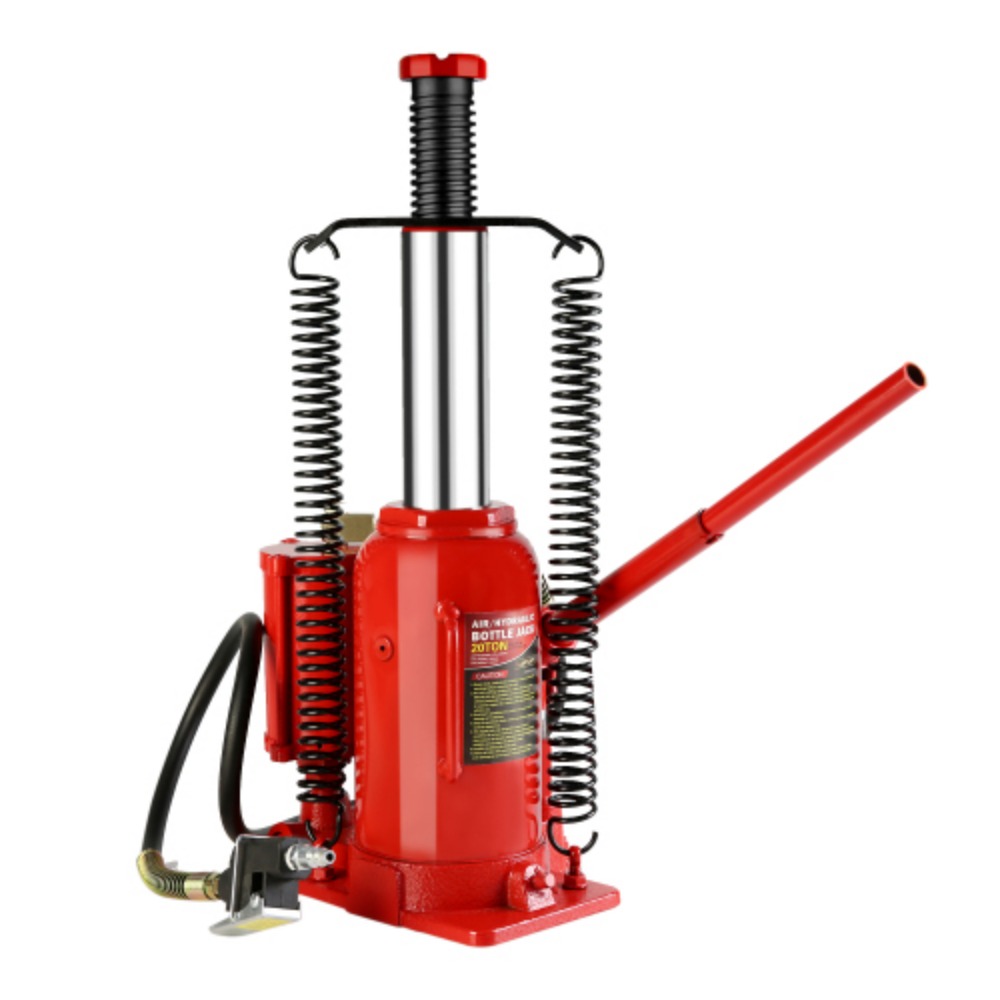 20 Ton Air Hydraulic Bottle Jack, with Manual Hand Pump Used for The Maintenance of Automobiles, Agricultural Vehicles, Heavy Trucks, Mobile Machinery, and Heavy Equipment  Red + Steel + 20T