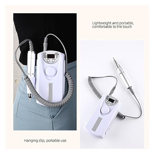 Nail Drill, 30000RPM Rechargeable Electric Nail Drill Machine with HD LCD Display Nail Master for Manicure Nail Art Tools Manicure Pedicure Tool, Nail Drill Bits Sanding Ba (Bianco