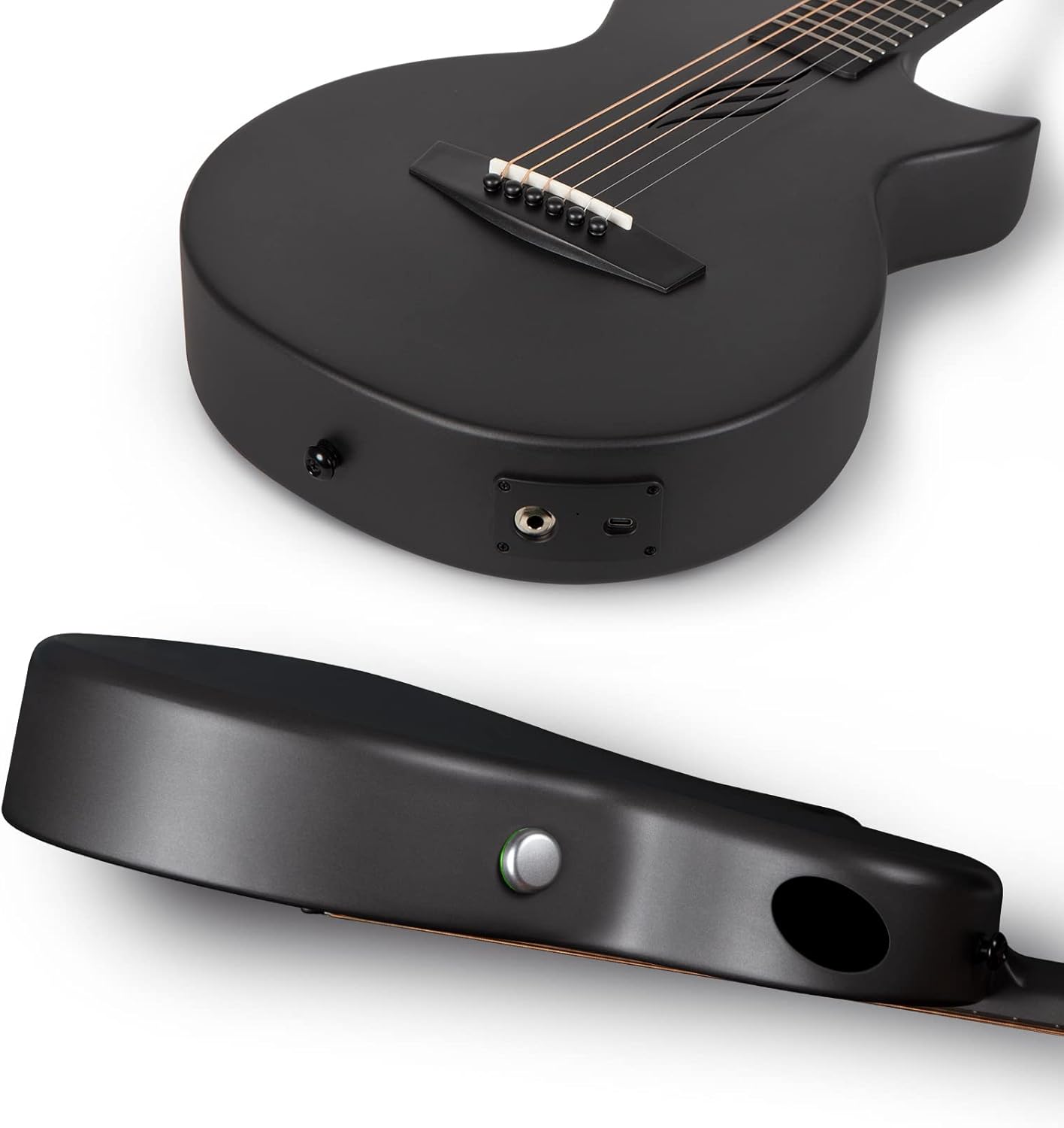 Enya NOVA Go SP1 Carbon Fiber Acoustic Electric Guitar with Smart AcousticPlus 35 Inch Travel Acustica Guitarra Starter Bundle Kit(Black) & Enya Smart Automatic Guitar Tuner & Wireless Guitar System