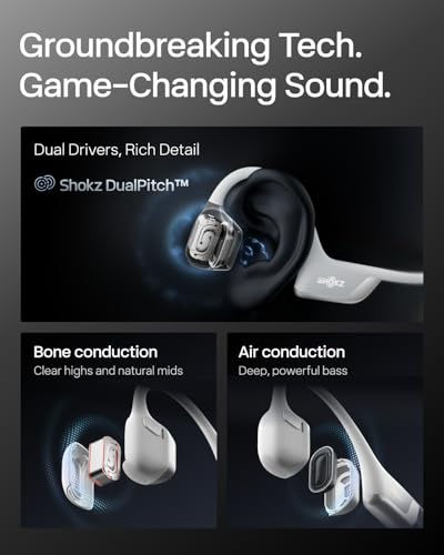 SHOKZ New OpenRun Pro 2 - Open-Ear, Bone Conduction Sport Headphones - with Reflective Strip - Sweat Resistant, Workout Headphones - Secure, Wireless, Comfortable Fit-Deep Bass and Smart Mic App
