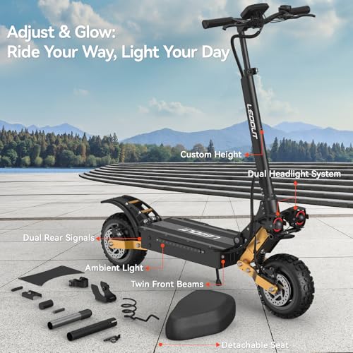 Electric Scooter, 31/53Mph Top Speed, 1000W/5600W Motor, 40/59Mi Long Range, NFC Dashboard, Dual Suspension & Brake System Electric Scooter for Adults