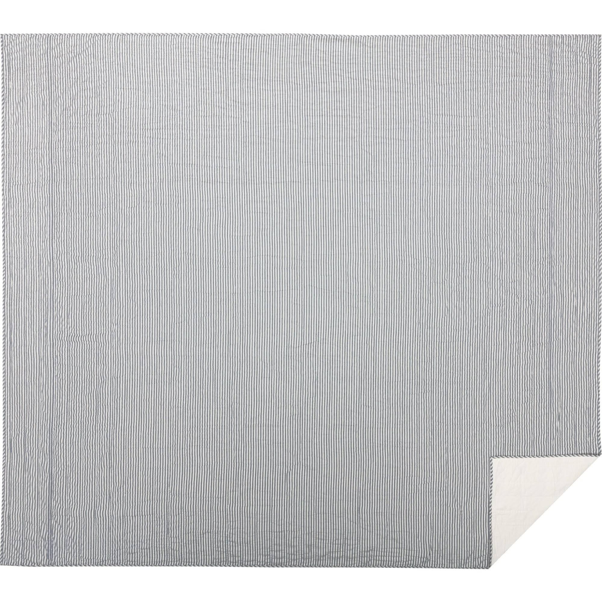 Sawyer Mill Blue Ticking Stripe Queen Quilt Coverlet