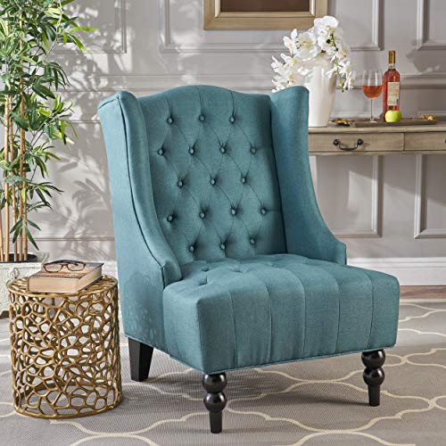 Wingback Accent Chair, Modern Button-Tufted Armchair, High-Back Fabric Club Chair for Reading in Bedroom,Living Room,Office Sofa Chair, Teal