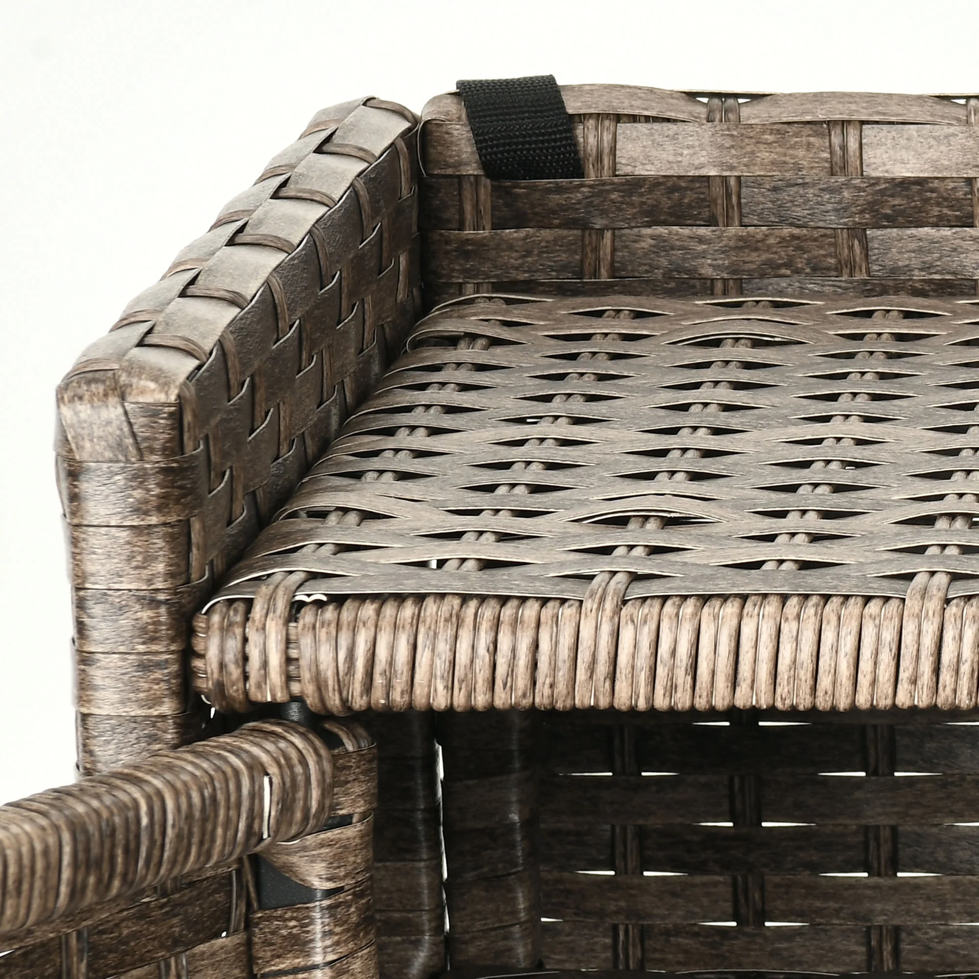 Dextrus Rattan Wicker Patio Organizer Storage Cabinet with 2 Doors, Foldable Drawer, Weather-proof Rattan Bar Table, Storage Box - Brown