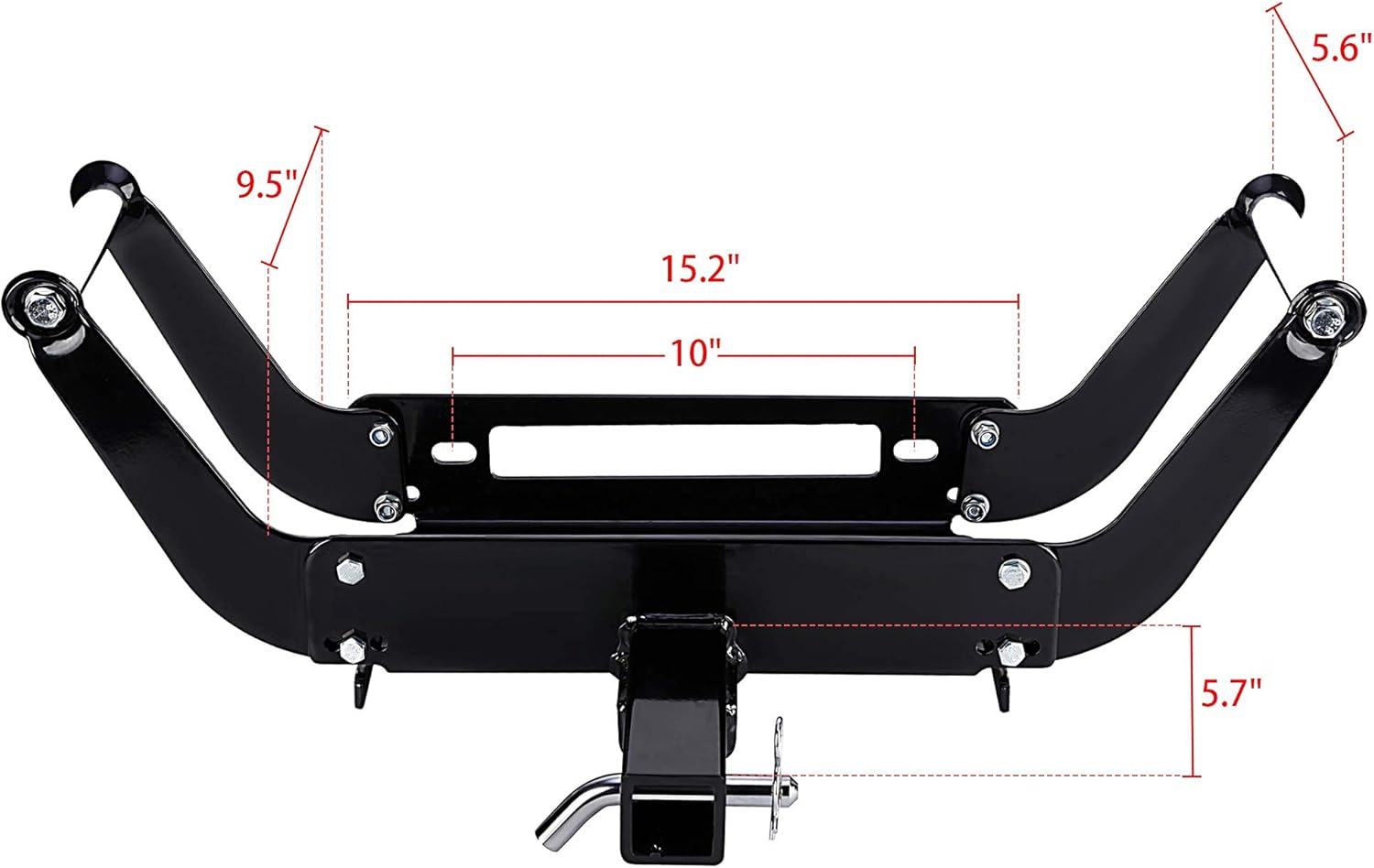 OFF ROAD BOAR Universal Winch Mount Plate - 15000Lbs Capacity Winch Mounting Hitch , Recovery Winch Cradle, Bumper 2'' Hitch Receiver with Folding Bracket