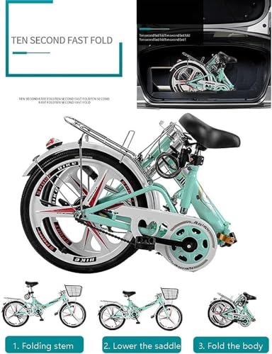 Folding City Bike Bicycle for Adults, Lightweight Alloy Folding Bicycle City Comter Variable Speed Bike, Foldable Urban Bicycle Cruiser with Quick-Fold System
