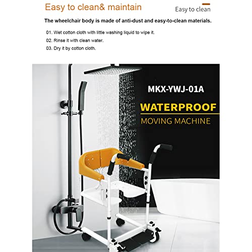 Patient Lift Lift Wheelchai for Home, Transfer Nursing Elderly Transfer Lifter with 180° Split Seat, Bathroom Shower Chair with Commode Bucket, 200 Lbs Weight Capacity Basic Edition (Basic Brown)