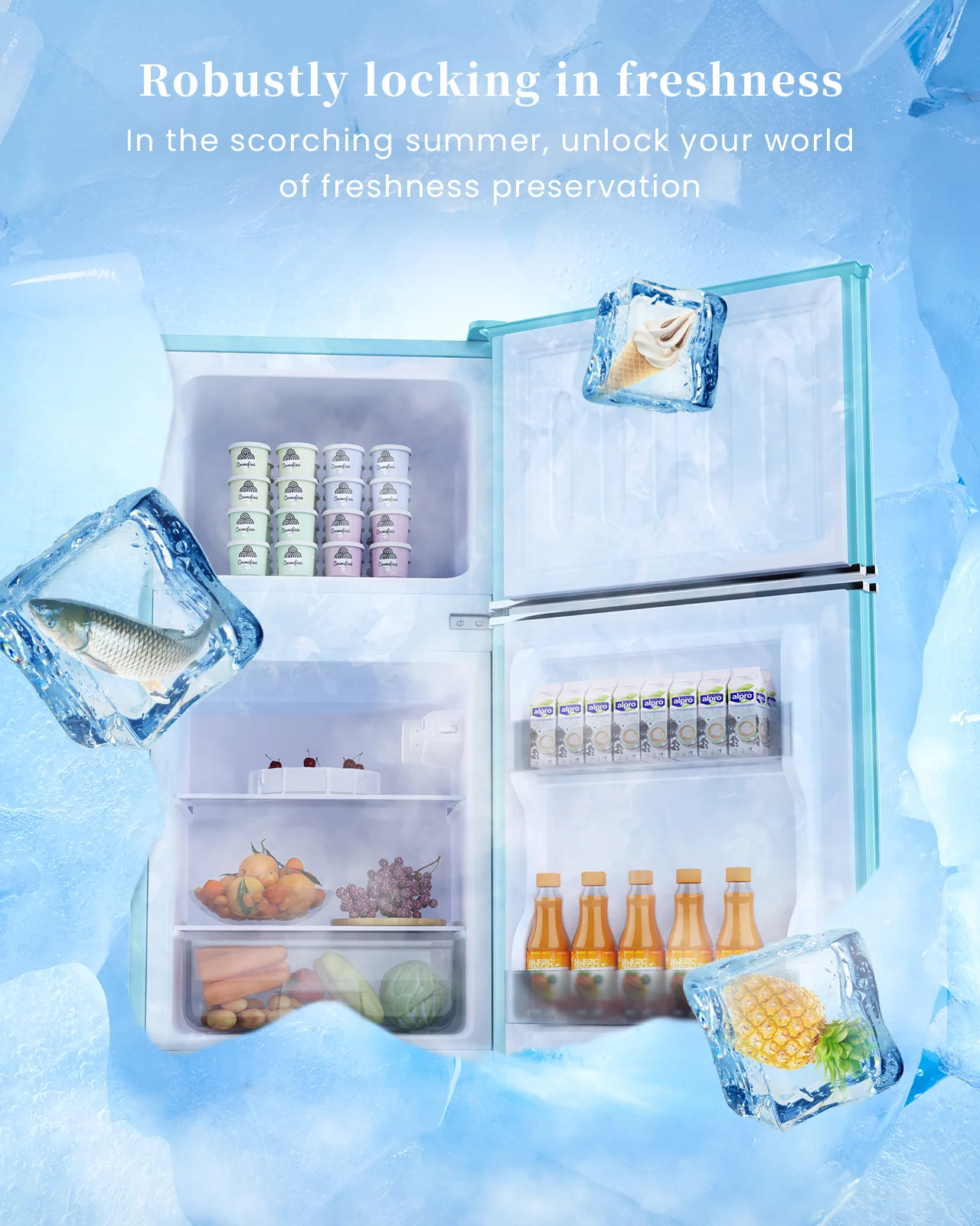 Bodare Retro Mini Fridge with Freezer: 3.2 Cu.Ft Mini Refrigerator with 2 Doors - Small Refrigerator Energy-Saving Compact Refrigerator - Small Fridge for Bedroom Dorm,Blue