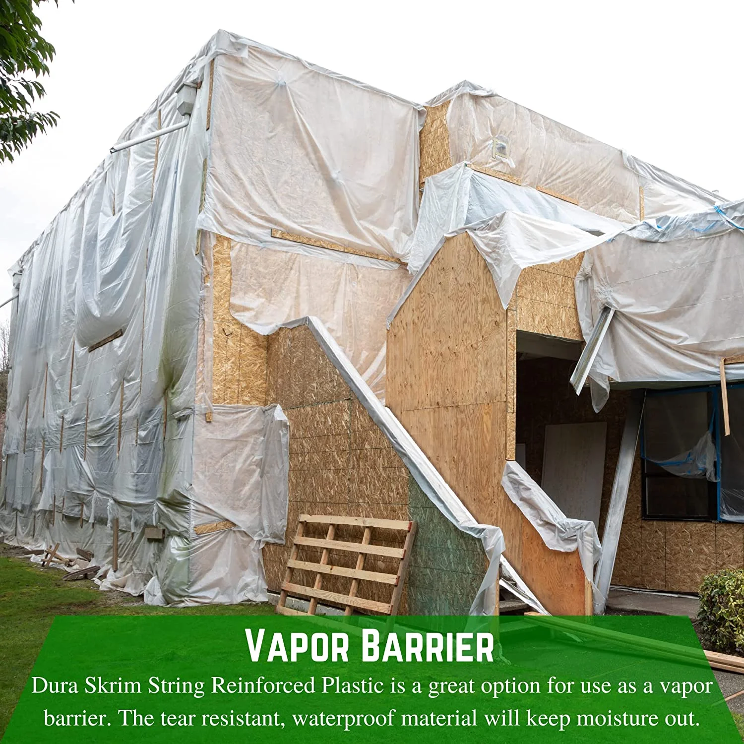Farm Plastic Supply - Dura Skrim String Reinforced Clear Plastic Sheeting - 10 Mil - (40' x 45') - UV-Rated Extra Heavy Duty Poly Film Tear Resistant, Vapor Barrier Polyethylene Roll for Construction