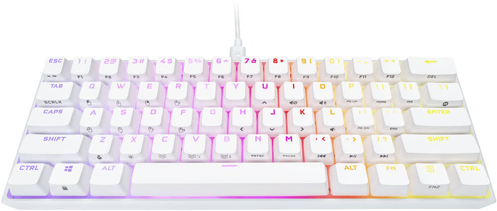 Corsair K65 RGB Mini 60% Mechanical Gaming Keyboard - Cherry MX Speed - White