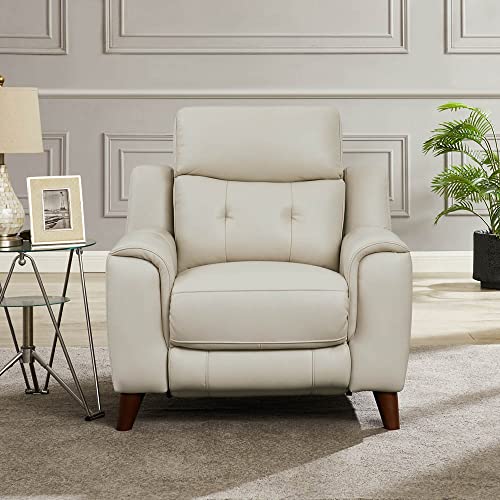 Hydeline Torino Zero Gravity Power Recline and Headrest Top Grain Leather Sofa Couch with Built-in USB-Ports, Vanilla