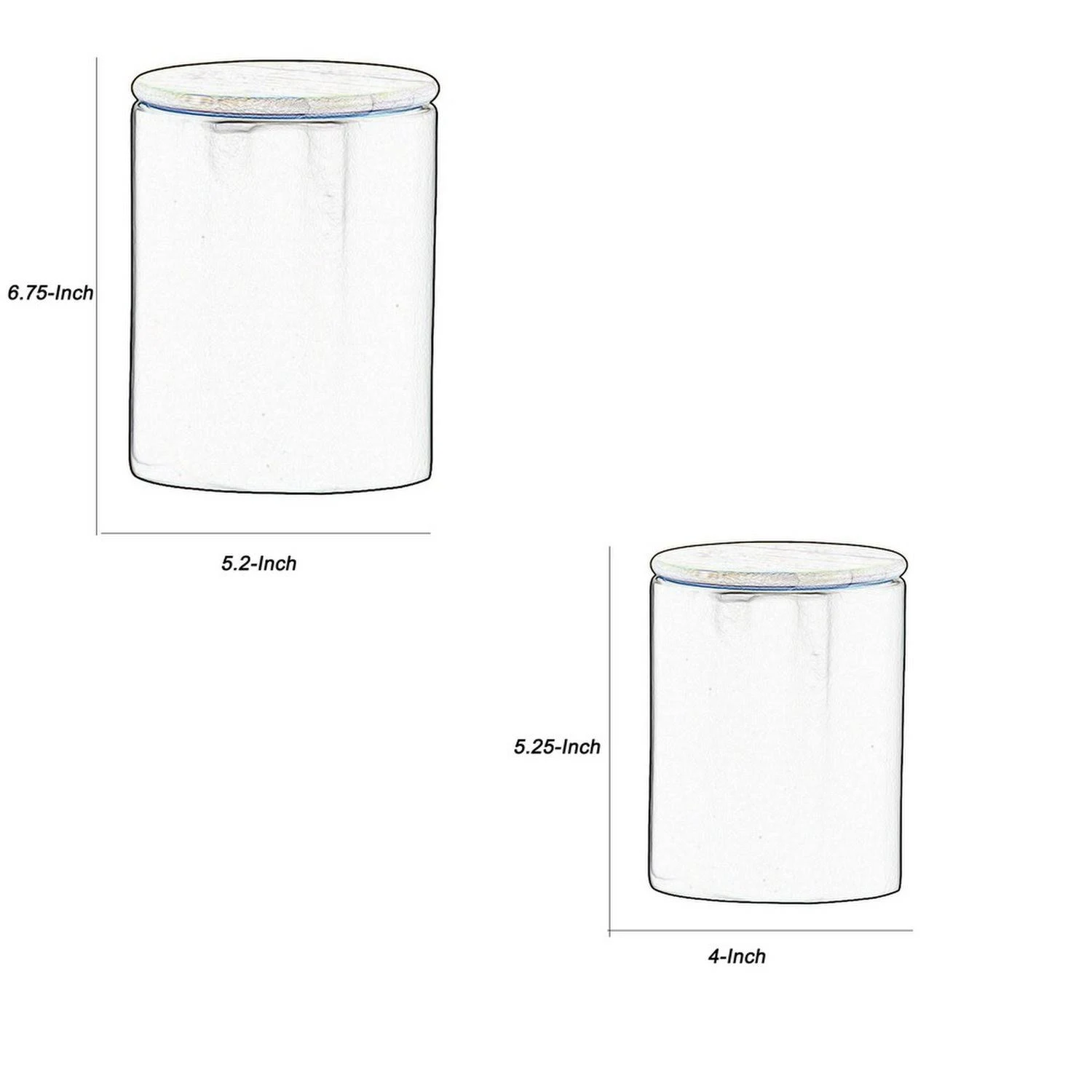 Benjara Bm219169 Dual Tone Round Ceramic Canister with Wooden Lid, Set of 2, Black and Brown