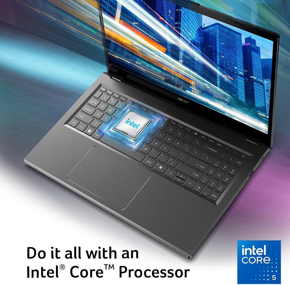 Acer Aspire 15 Laptop | 15.6" Full HD 1920 x 1080 IPS | Intel Core 5 processor 120U | Intel Graphics | 16GB LPDDR5 | 512GB Gen4 SSD | Wi-Fi 6E | AI PC | Copilot Key | Backlit Keyboard | A15-51M-59QV
