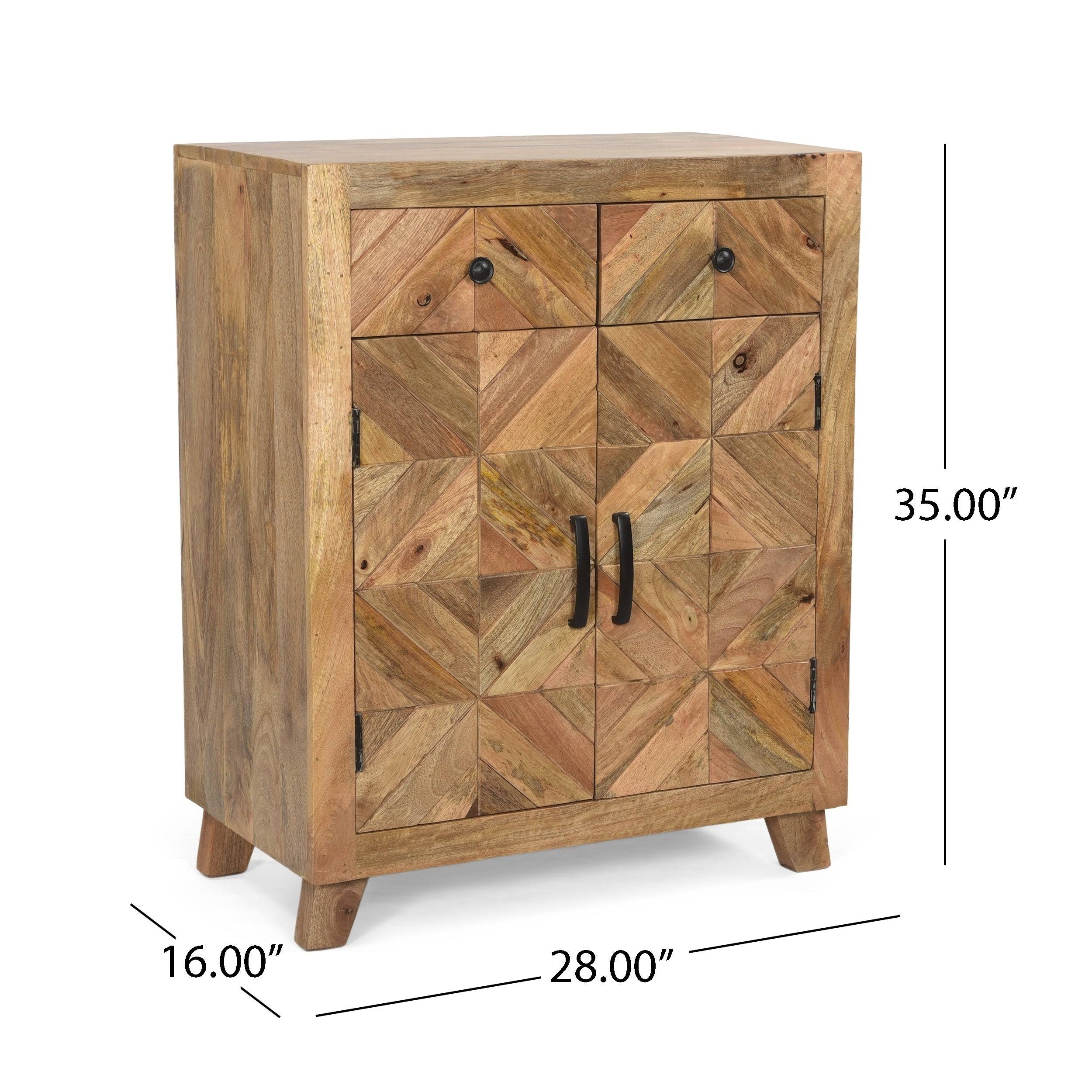 Latham Boho Handcrafted Mango Wood 2 Door 2 Drawer Cabinet by Christopher Knight Home (Natural Brown) 311203