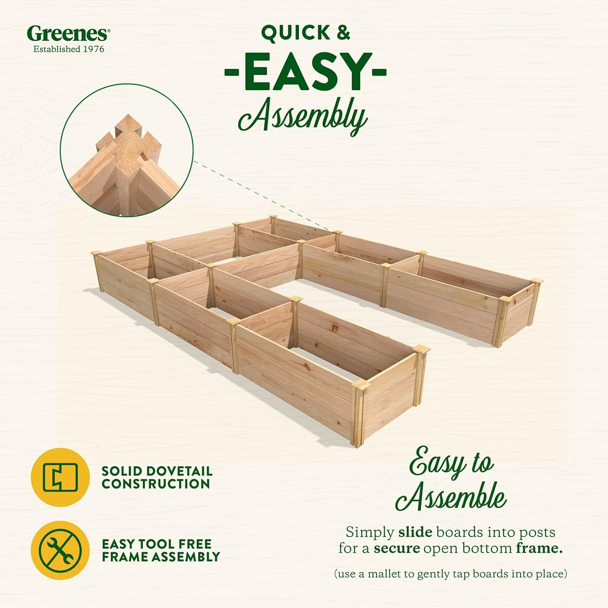 Greenes Fence Premium Cedar Raised Garden Bed, 8' x 12' x 16.5" U-Shaped Bed - Made in USA with North American Cedar