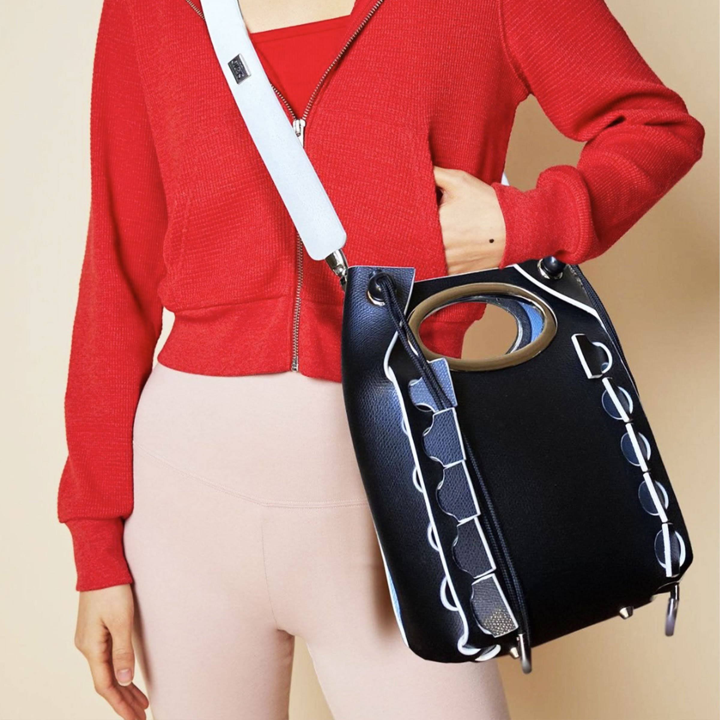 Leather Shoulder Bag Flask, Black