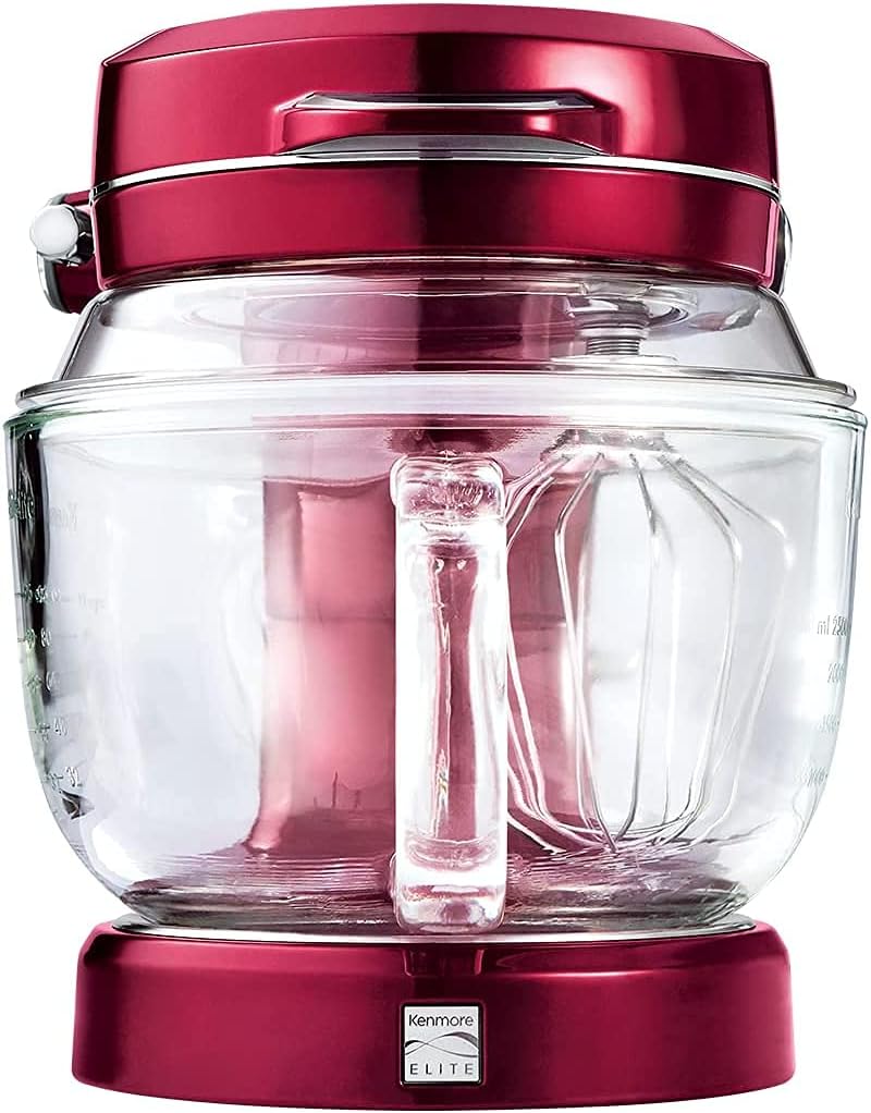 Kenmore 849083 Elite Ovation 49083 Exclusive Pour-In Top, 5 quart Tilt-Head Kitchen Stand Mixer, One Size, Red Burgundy