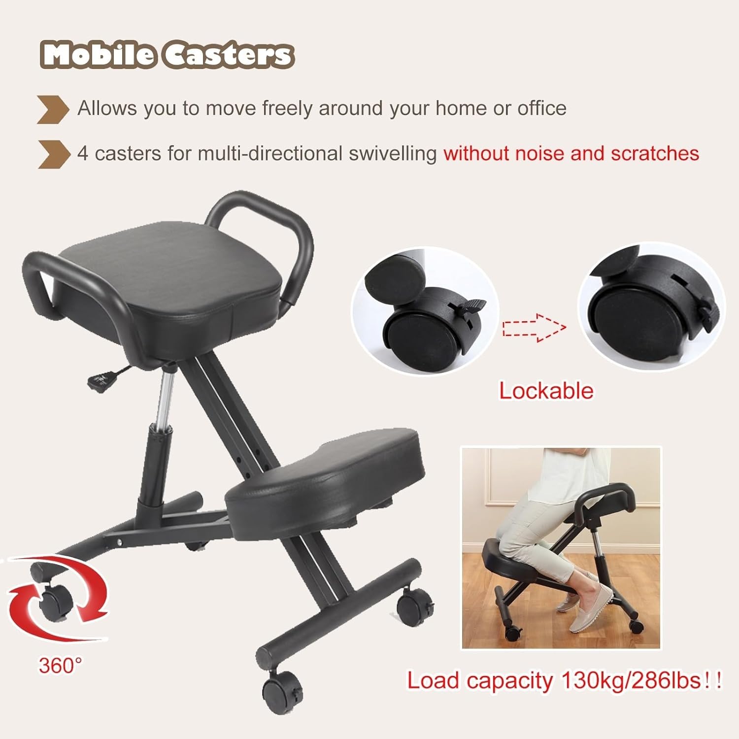 Desk Kneeling Chairs Posture Chair for Desk - Ergonomic Chair Kneeling Chair with Arm - Posture Chair for Computer Workers Yoga Lovers Meditation Fanatics - Thick Comfortable Cushions