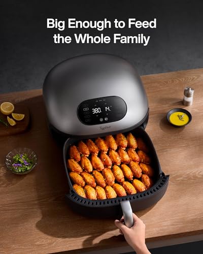 Typhur Dome Air Fryer, No.1 Cooking Speed Large Air Fryer with Superior Airflow, Smart Digital Air Fryer with Dishwasher Safe Basket for Quick Easy Meals, Up to 32 Chicken Wings Capacity