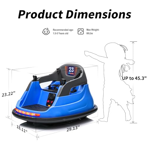 12V Kids Bumper Car, Electric Baby Bumper Car for Toddlers 1-3 with Remote Control, 3 Speeds - Blue