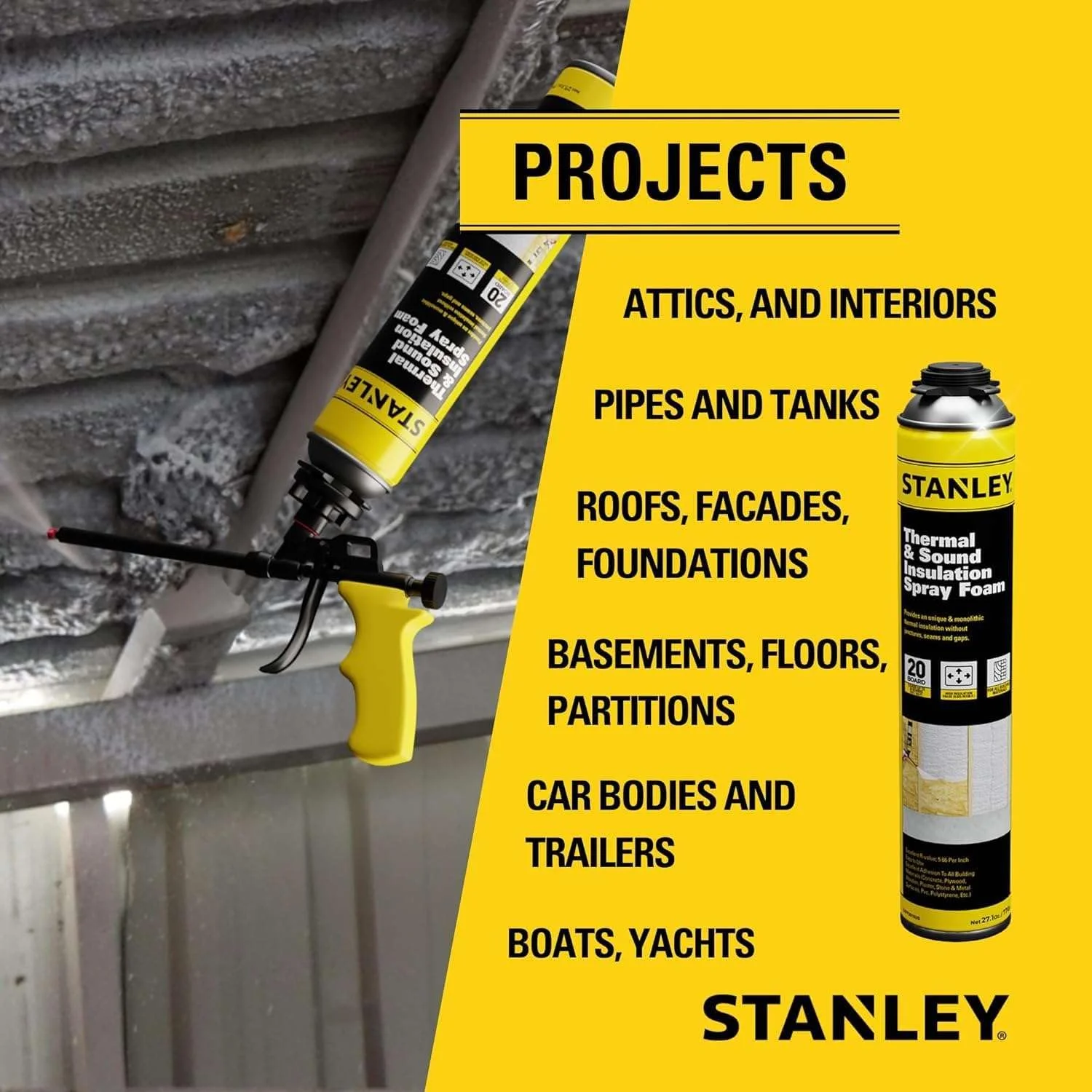 Stanley Supercoat Spray Foam Insulation Kit - Closed Cell, 240 Board feet, 27.1 oz, 12 Pack + Complete Set - Curated Treasures Market